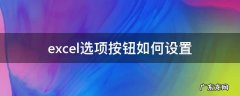 excel选项按钮如何设置 excel选项按钮如何设置二选一