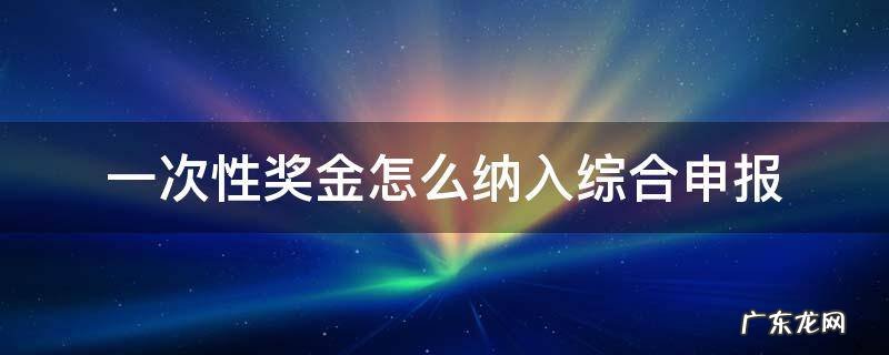 一次性奖金怎么纳入综合申报 全面一次性奖金申报