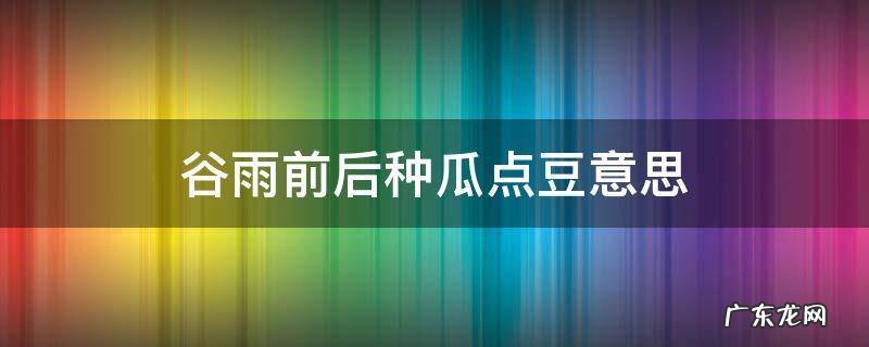 谷雨前后种瓜点豆意思 谷雨前后种瓜点豆种的是什么