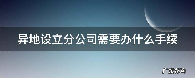 异地设立分公司需要办什么手续