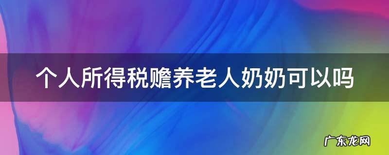 个人所得税赡养老人奶奶可以吗