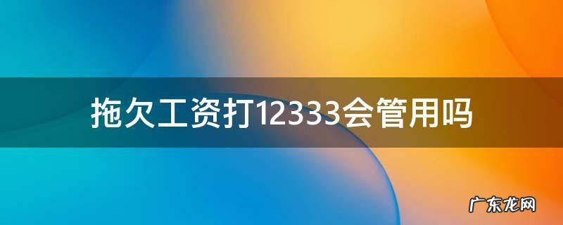 拖欠工资12333不管用怎么办 拖欠工资打12333会管用吗