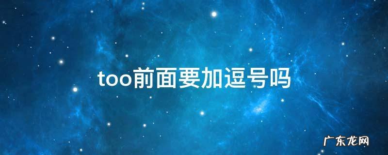 too前面能加逗号吗 too前面要加逗号吗