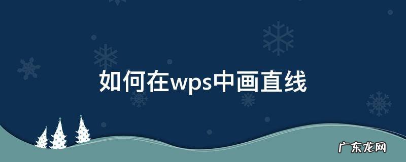 wps画直线怎么画垂直线 如何在wps中画直线