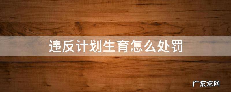 违反计划生育怎么办 违反计划生育怎么处罚