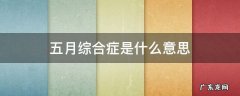 五月综合症是什么意思 第五日综合症