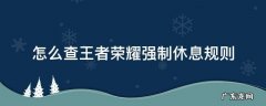 王者荣耀强制休息时间规则 怎么查王者荣耀强制休息规则
