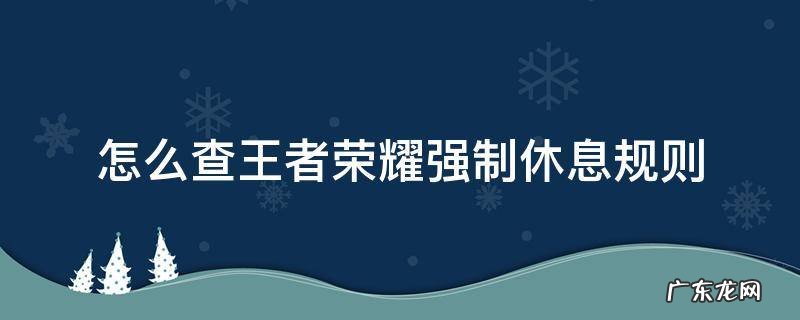 王者荣耀强制休息时间规则 怎么查王者荣耀强制休息规则