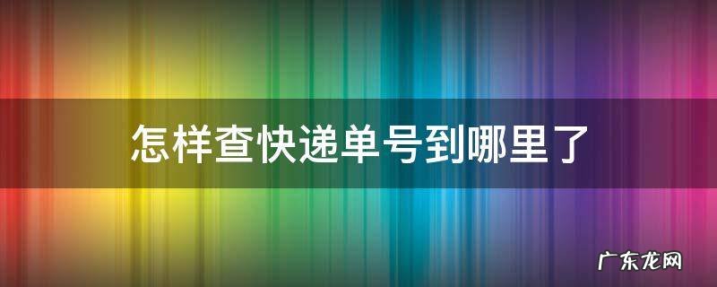 怎样查快递单号到哪里了 查询 怎样查快递单号到哪里了