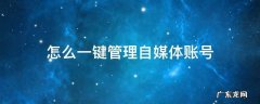 怎么一键管理自媒体账号 如何做好一个自媒体账号