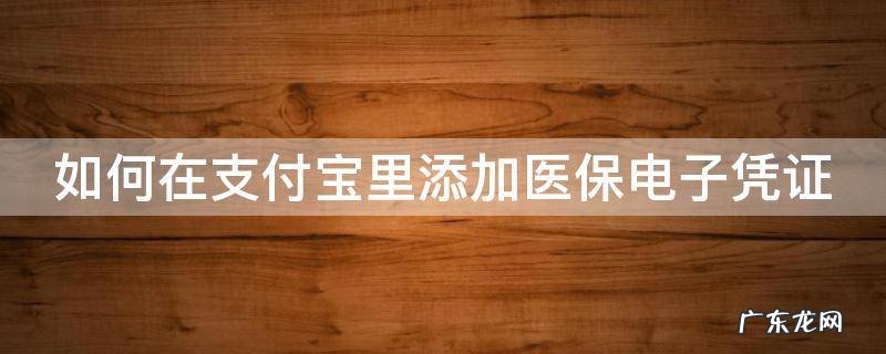 如何在支付宝里添加医保电子凭证 如何在支付宝中添加电子医保卡