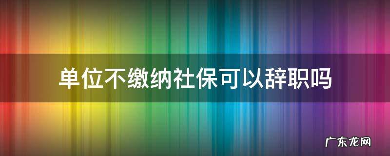 单位不缴纳社保可以辞职吗 公司不缴纳社保可以提出辞职吗?