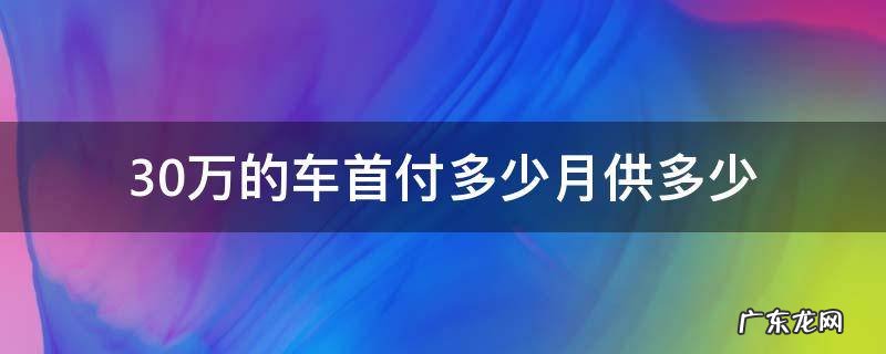 30多万的车子首付多少,月供多少 30万的车首付多少月供多少