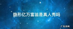 聊聊隐姓亿万富翁真人秀 隐形亿万富翁是真人秀吗