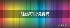 轻伤可以调解吗 构成轻伤可以调解吗