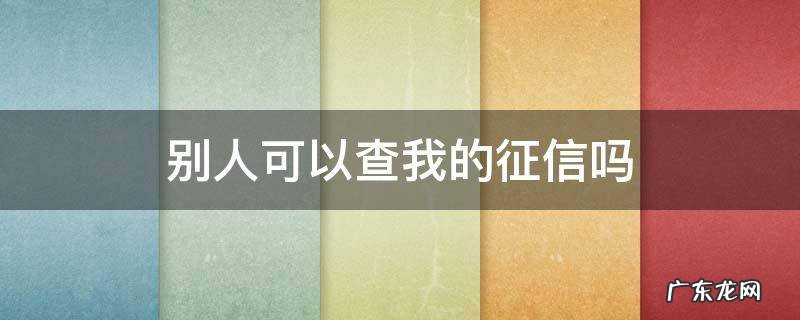 别人可以查我的征信吗 别人可以查我的征信吗?