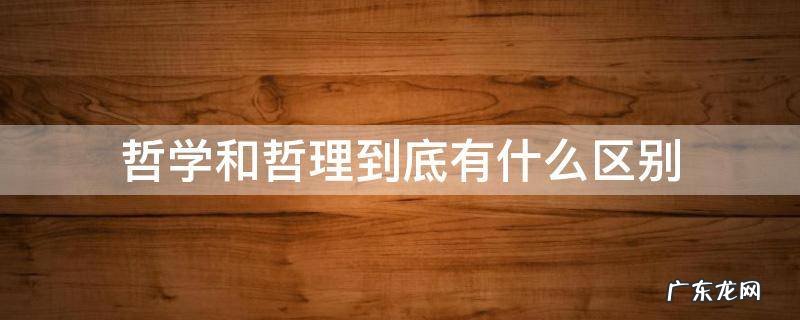 哲学和哲理到底有什么区别 真正的哲学和哲学的区别