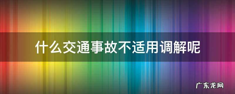 什么交通事故不适用调解呢 交通事故可以不接受调解吗