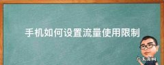 手机如何设置流量使用限制 怎样设置手机流量限制