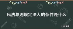 民法总则规定法人的条件是什么 民法总则规定法人的条件是什么意思