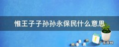 惟王子子孙孙永保民 惟王子子孙孙永保民什么意思