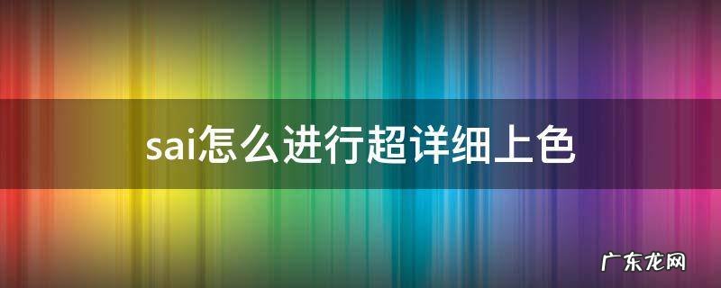 sai怎么进行超详细上色 sai超详细上色教程