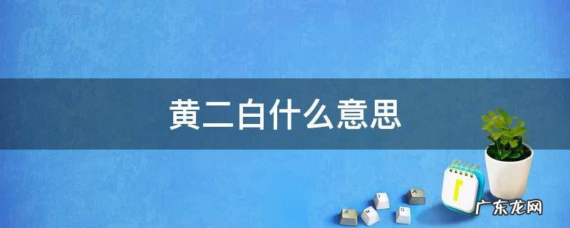 黄二白什么意思 啥叫黄二白