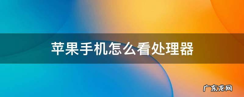 苹果手机怎么看处理器是多少 苹果手机怎么看处理器