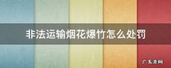 非法运输烟花爆竹立案标准 非法运输烟花爆竹怎么处罚