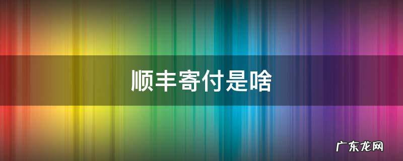 顺丰寄付是啥 顺丰寄付是什么