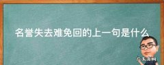 名誉失去难免回的上一句是什么