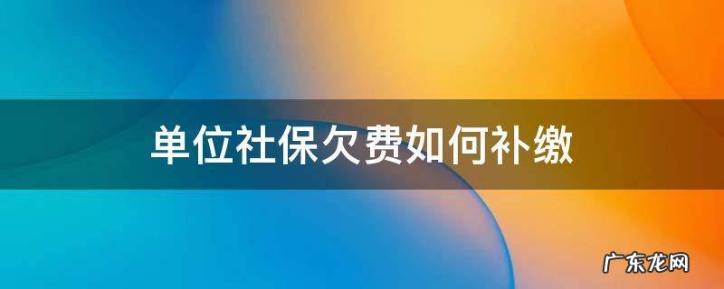 单位欠费怎么补缴社保费 单位社保欠费如何补缴