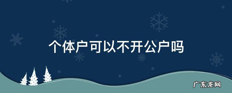 个体户可以不开公户吗 个体能开公户吗?