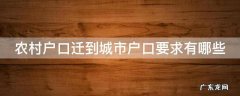 农村户口迁到城市户口要求有哪些