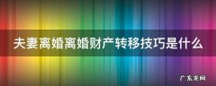 夫妻离婚离婚财产转移技巧是什么