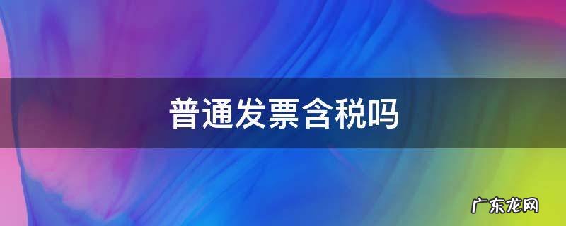 普通发票含税吗 开具普通发票含税吗