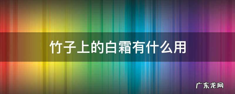 竹子上的白霜有什么用处 竹子上的白霜有什么用