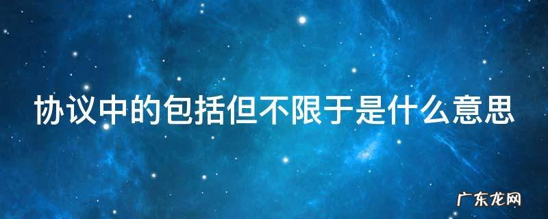 协议中的包括但不限于是什么意思 包括但不限于有法律效力吗