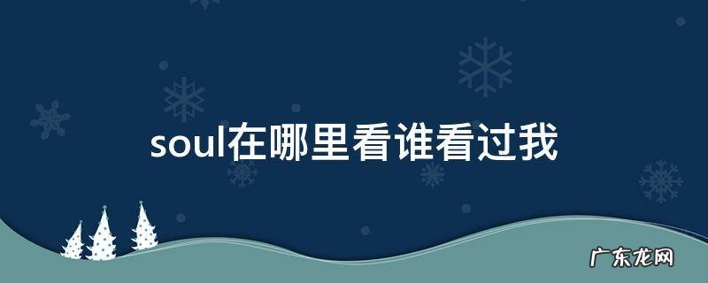 soul看不到谁看过我 soul在哪里看谁看过我
