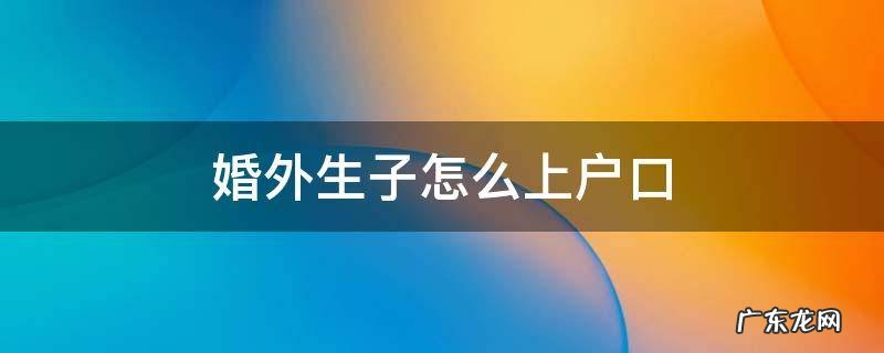 婚外生子怎么上户口 婚外生子怎么上户口到男方