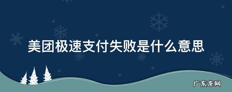 美团为什么是极速支付 美团极速支付失败是什么意思