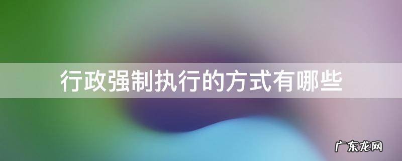 行政强制执行的方式都有哪些 行政强制执行的方式有哪些