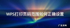 wps打印怎么选择打印范围 WPS打印页码范围如何正确设置