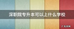 深职院专升本可以上什么学校 深职院专升本到哪个大学