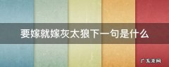 嫁人就嫁灰太狼下一句 要嫁就嫁灰太狼下一句是什么