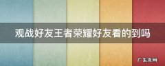 观战好友王者荣耀好友看的到吗