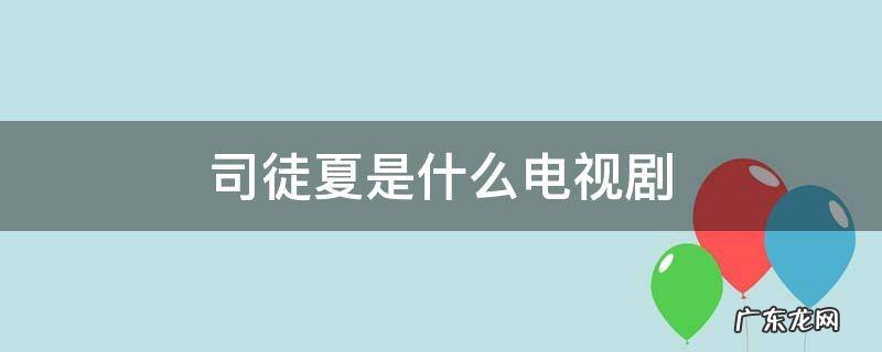 司徒夏是什么电视剧 叫司徒的电视剧