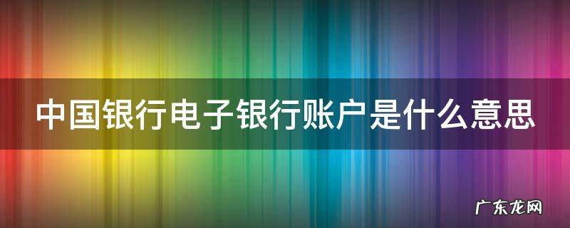 中国银行电子帐户是什么 中国银行电子银行账户是什么意思