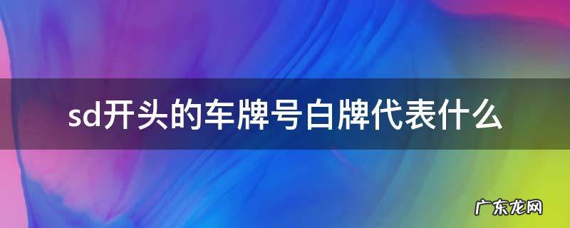 sd开头的车牌号白牌代表什么 白车牌sd开头啥意思