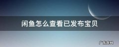 闲鱼怎么查看已发布宝贝 闲鱼发布宝贝看不到